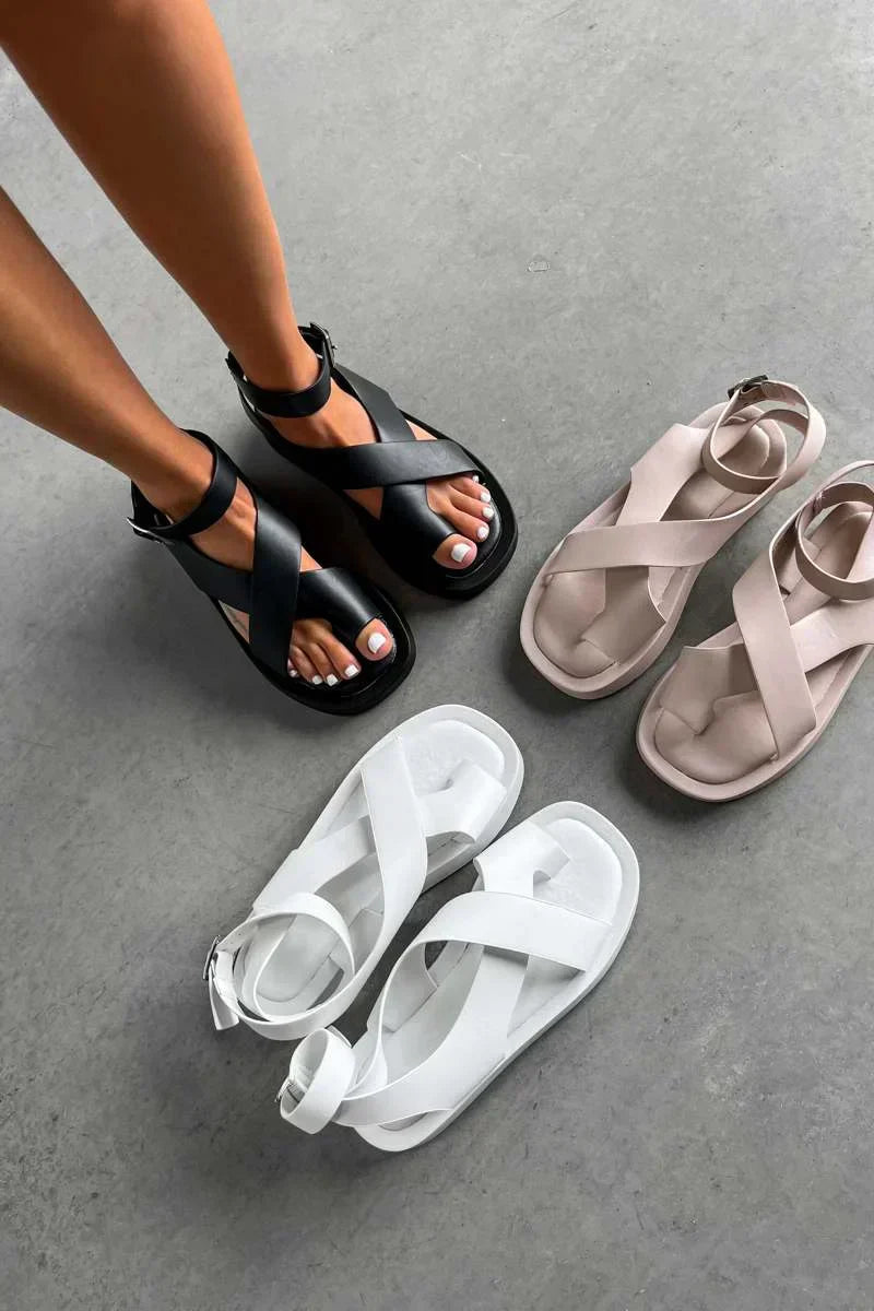 Momount Sandálias Gladiadoras Mulher – Pele Coral com Plataforma Tira Tornozelo