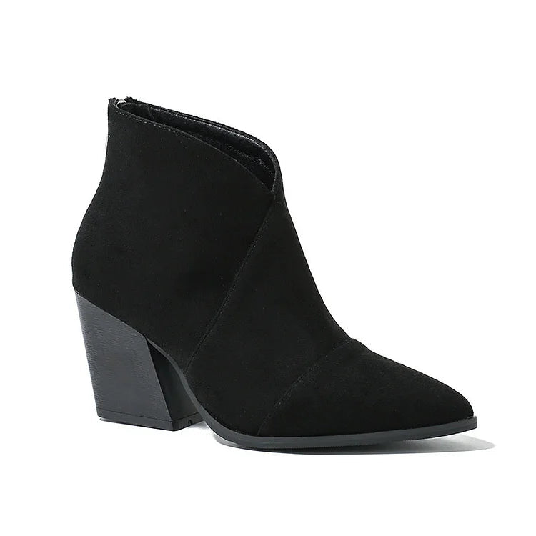 Momount Botins Mulher – Camurça Salto Largo Bico Fino