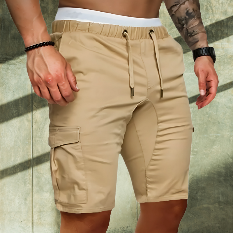 Momount Calções Cargo de Homem – com Cinto e Cordão Bolso de Aba Casual de Verão