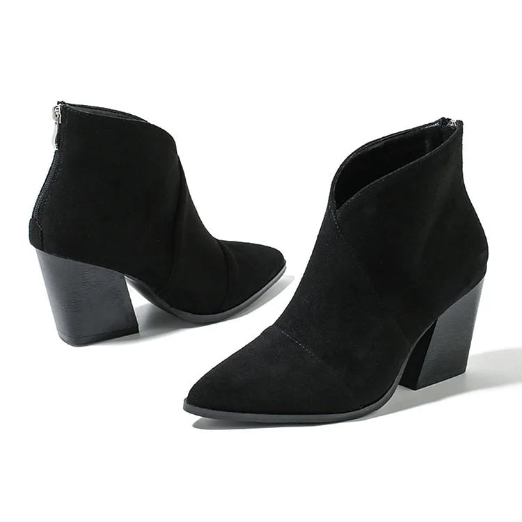 Momount Botins Mulher – Camurça Salto Largo Bico Fino