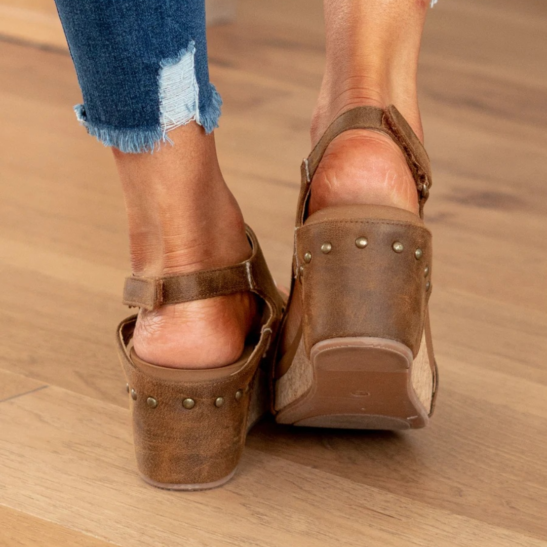 Momount Sandálias de Cunha de Mulher Conforto em Cortiça com Plataforma Casual de Verão Apoio Almofadado Leve Bico Aberto Slip-On