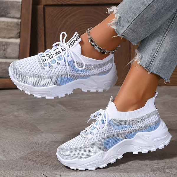 Momount Sapatilhas Chunky Mulher – Mesh Com Atacadores Plataforma Color-Block Estilo Dad