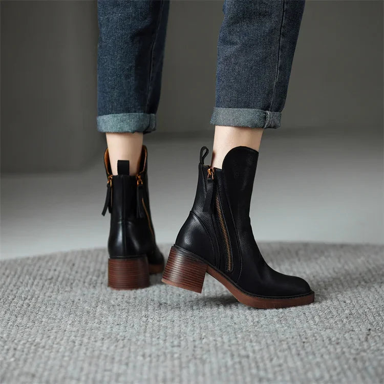 Momount Botins Mulher – Western em Pele Salto Largo