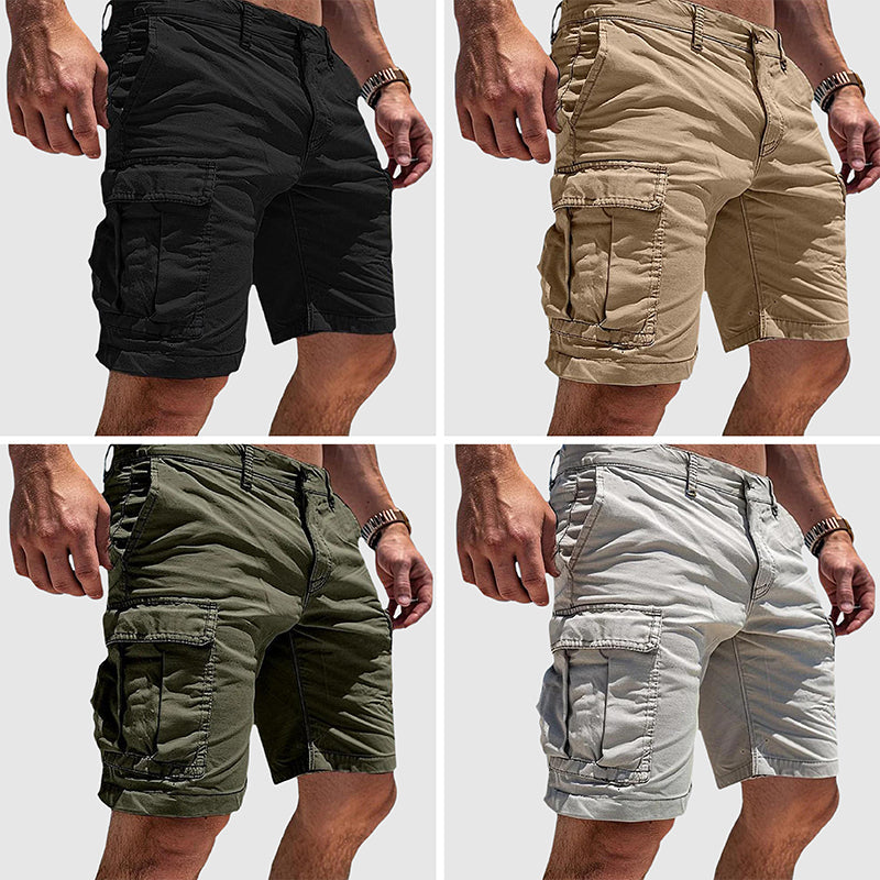 Momount Calções Cargo de Homem – Corte Descontraído Bolso Slim com Fecho de Botão