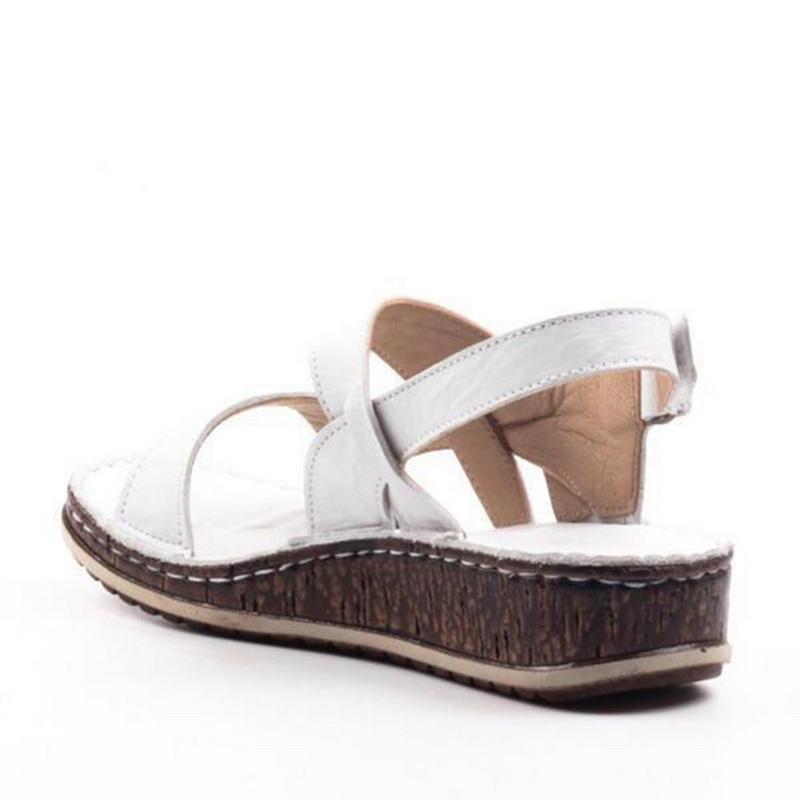 Momount Sandálias de Cunha Mulher – Pele Castanha Peep-Toe Tira Posterior de Verão
