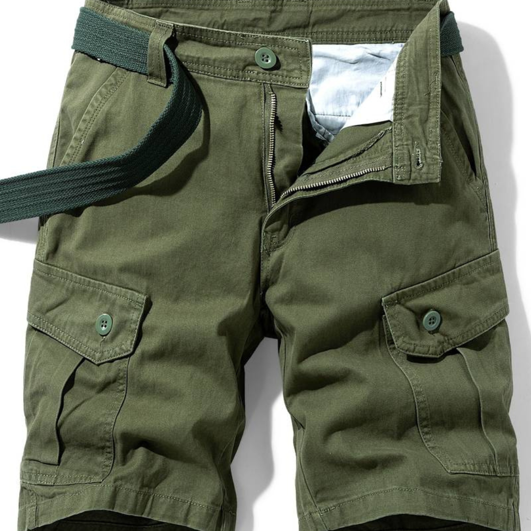 Momount Calções Cargo de Homem – Algodão Fecho de Botão Bolso de Aba para Trabalho Casual