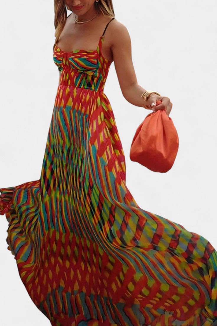Momount Vestido Maxi Boho Mulher – Com Tiras Fluido de Verão