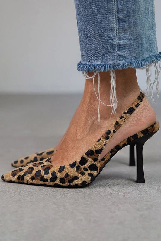 Momount Escarpins com Tira Posterior Mulher – Leopardo Salto Kitten