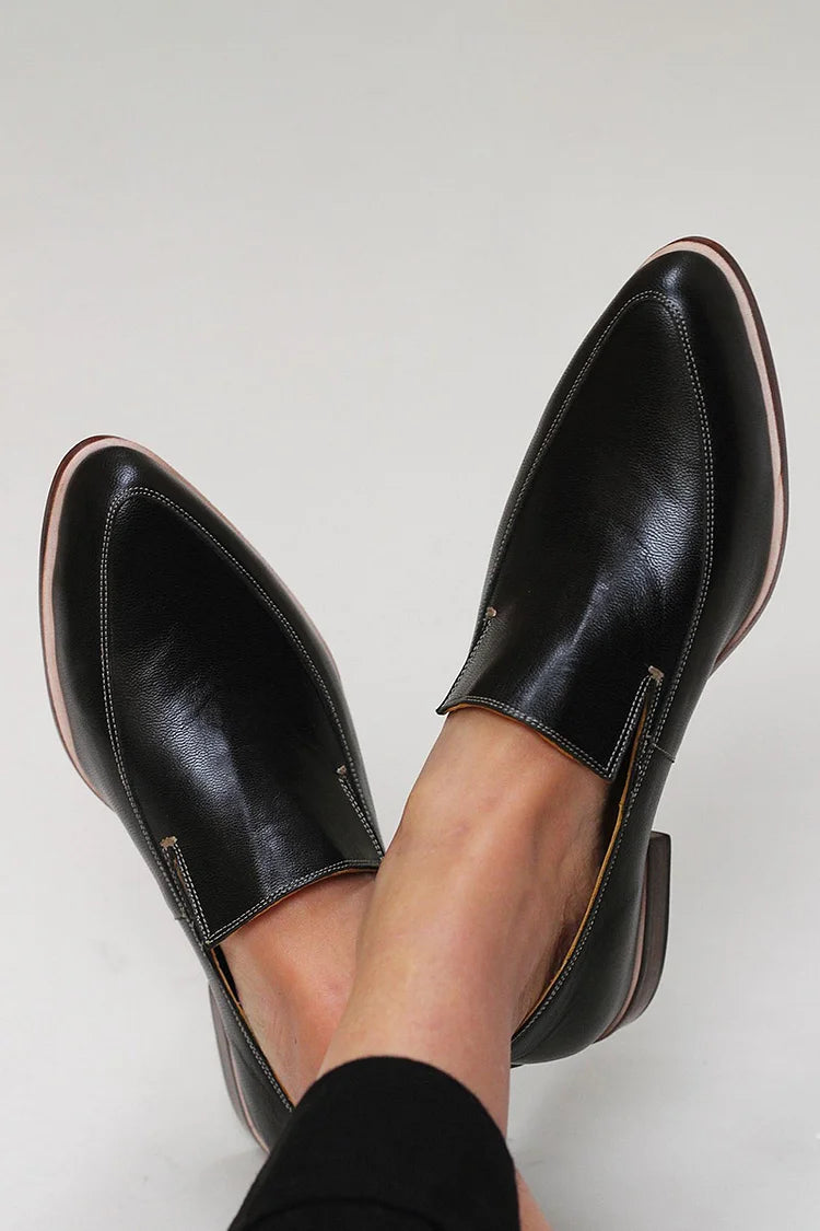Momount Mocassins Mulher – Pretos em Pele Bico Fino Profissionais