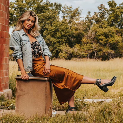 Momount Botas Mulher – Western em Pele com Fivela Salto Largo