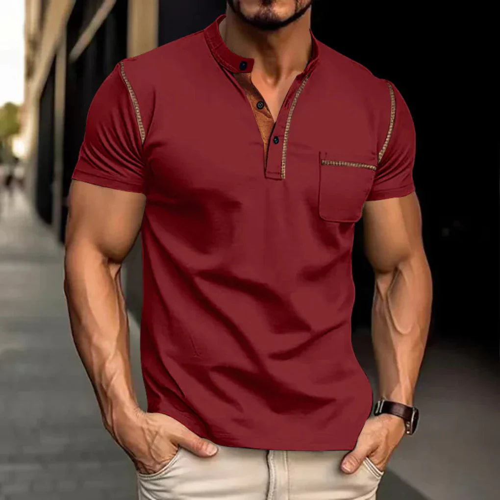 Momount Polo Homem – Gola Mao Detalhe Contrastante Bolso ao Peito