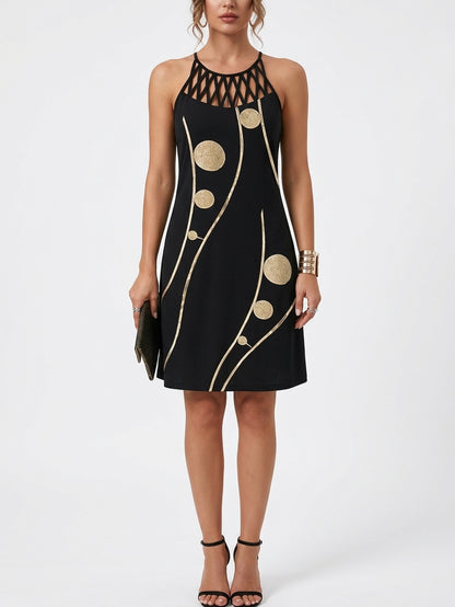 Gabriella Summer Midi Dress | Chic, Casual, Vibrant - Black - front