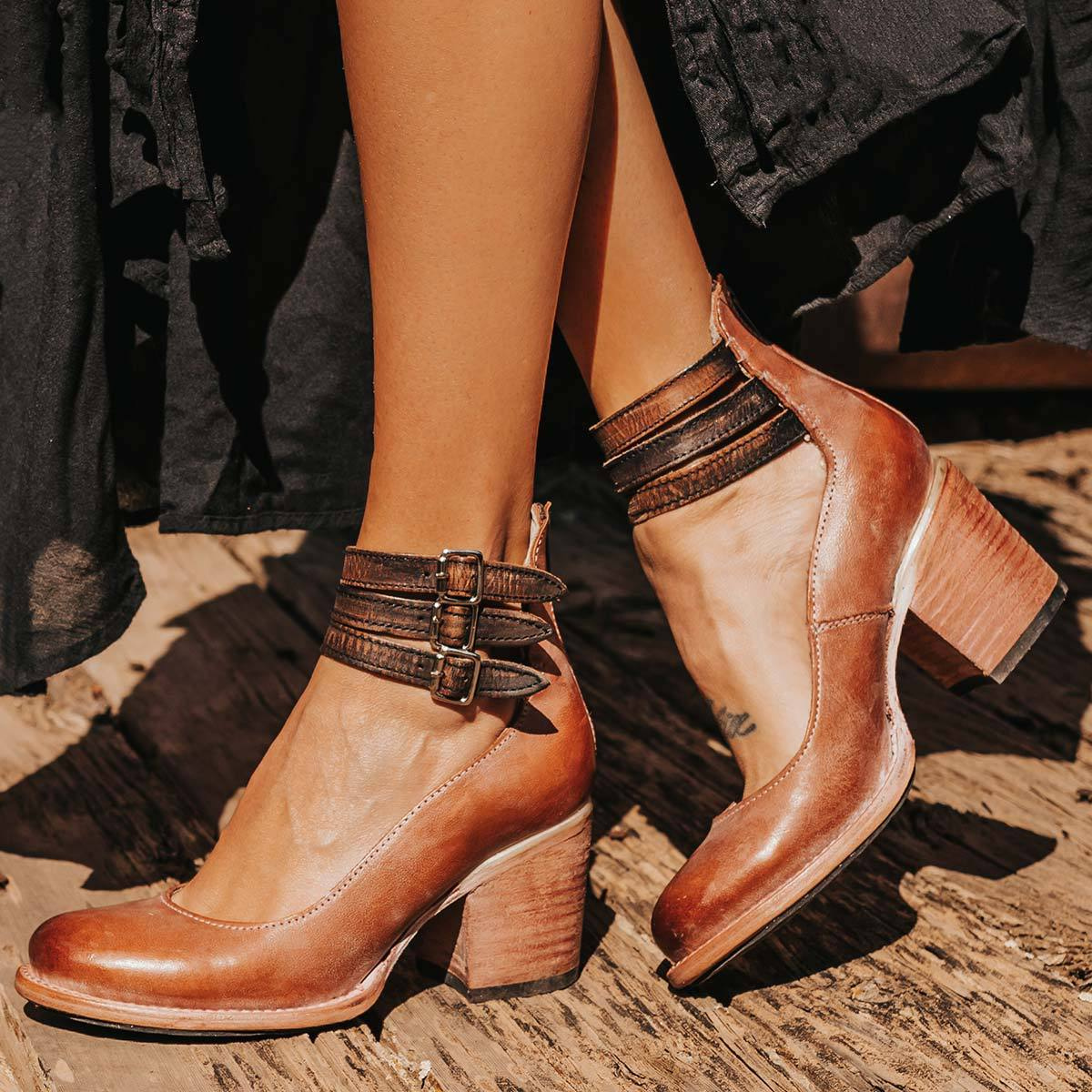 Momount Botas Mulher – Western em Pele com Fivela Salto Largo