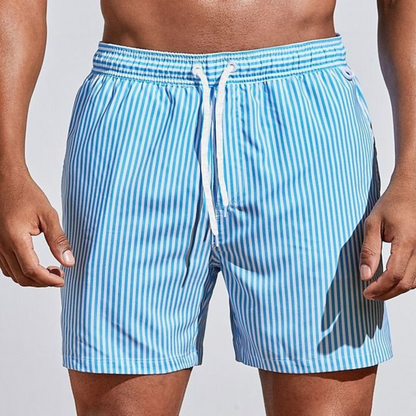 Momount Calções de Banho Homem – Às Riscas Cordão Secagem Rápida Verão Casual