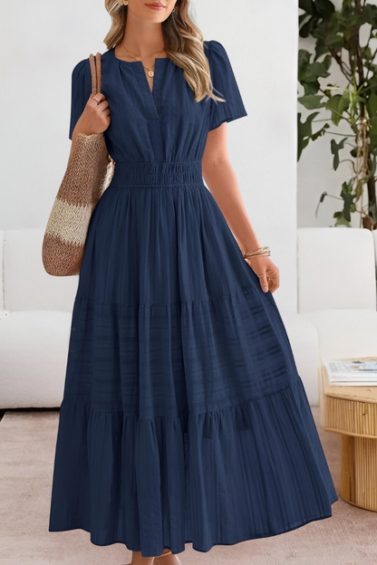 Momount Vestido Midi Mulher – Boho Franzido Decote em V com Folhos de Verão