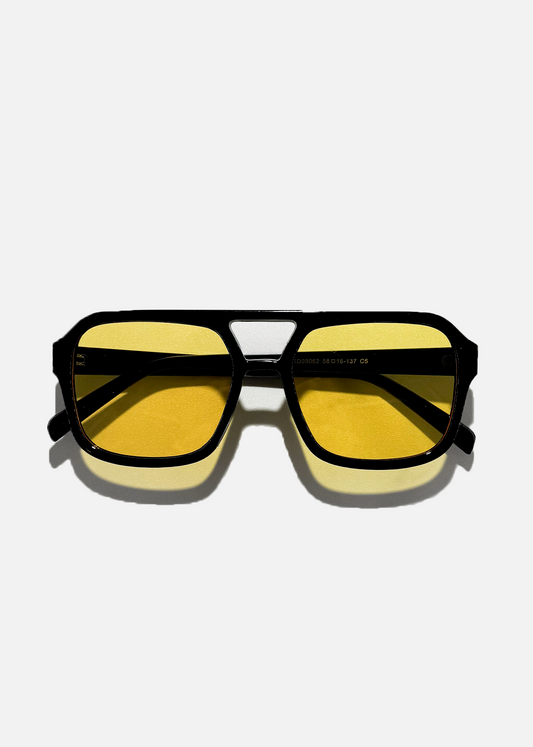 Minerva | Óculos de Sol Aviador Vintage com Lente Amarela