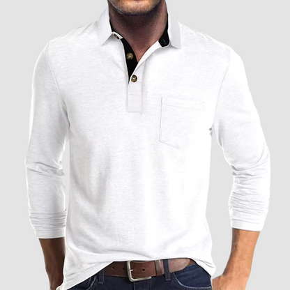 Momount Polo Manga Comprida Homem – Gola Contrastante com Bolso Corte Clássico