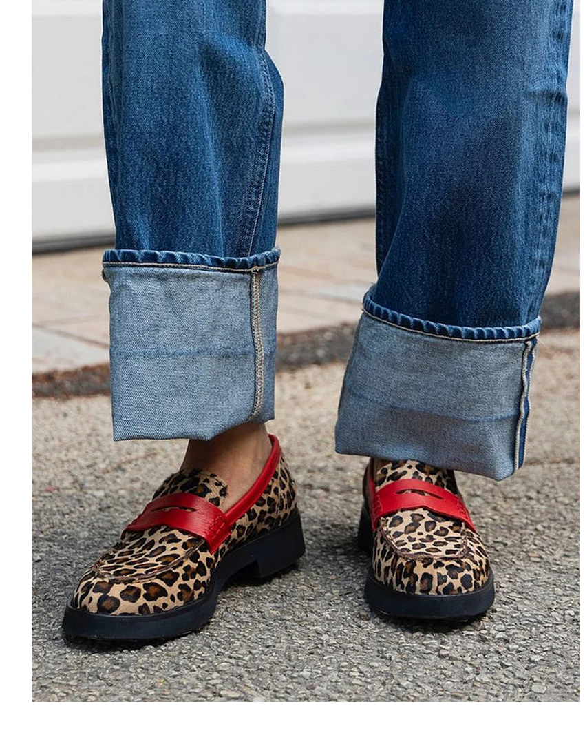 Momount Mocassins Mulher – Leopardo em Pele com Plataforma Penny