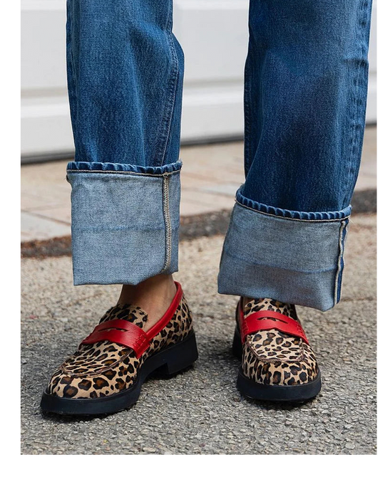 Momount Mocassins Mulher – Leopardo em Pele com Plataforma Penny