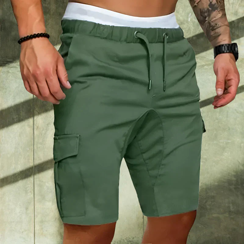 Momount Calções Cargo de Homem – com Cinto e Cordão Bolso de Aba Casual de Verão
