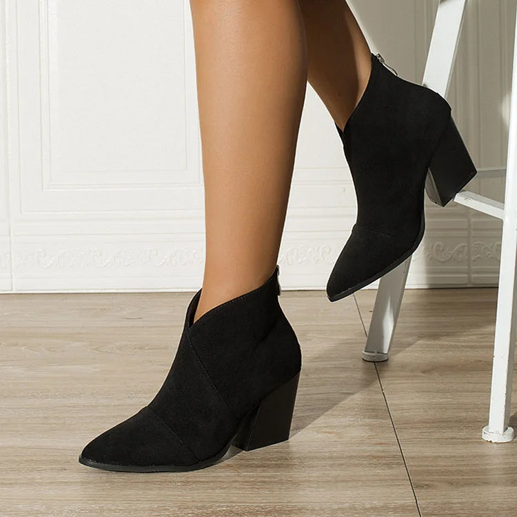 Momount Botins Mulher – Camurça Salto Largo Bico Fino