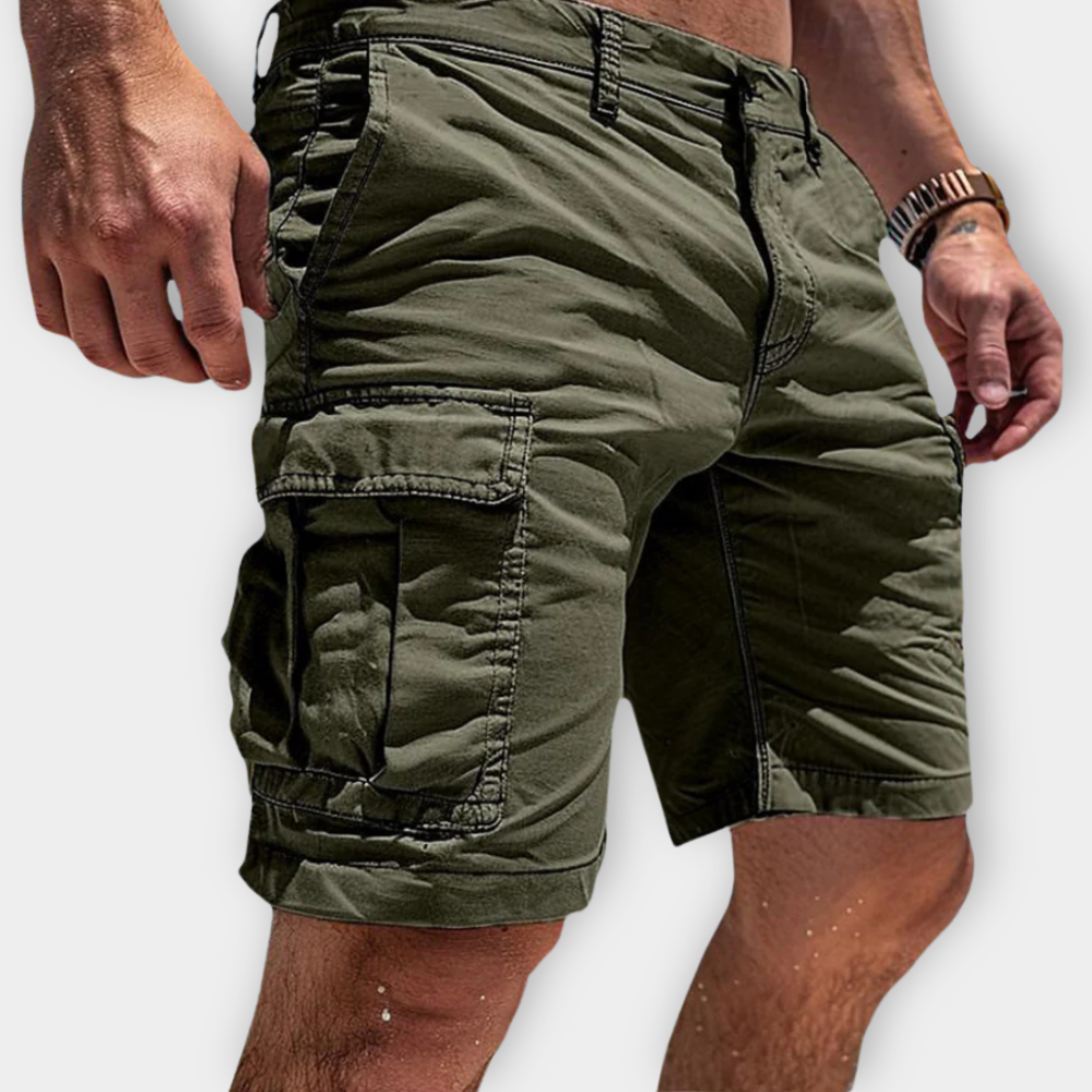 Momount Calções Cargo de Homem – Slim Fit com Bolso de Aba em Algodão de Verão