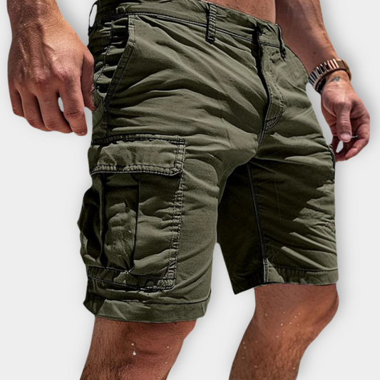 Momount Calções Cargo de Homem – Slim Fit com Bolso de Aba em Algodão de Verão