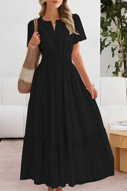 Momount Vestido Midi Mulher – Boho Franzido Decote em V com Folhos de Verão