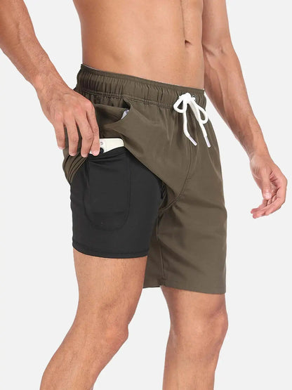 Momount Calções de Banho Homem – Cordão Secagem Rápida Verão Praia Cintura Elástica
