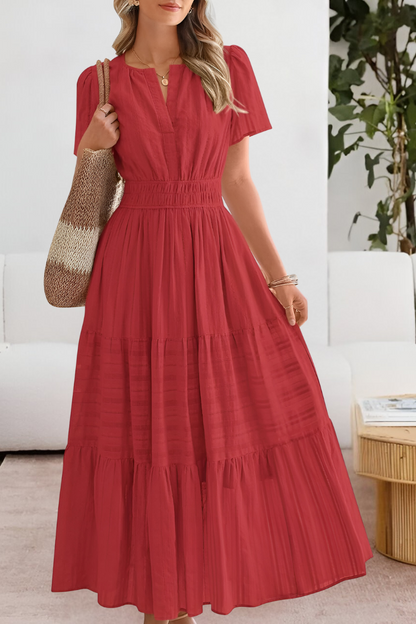 Momount Vestido Midi Mulher – Boho Franzido Decote em V com Folhos de Verão