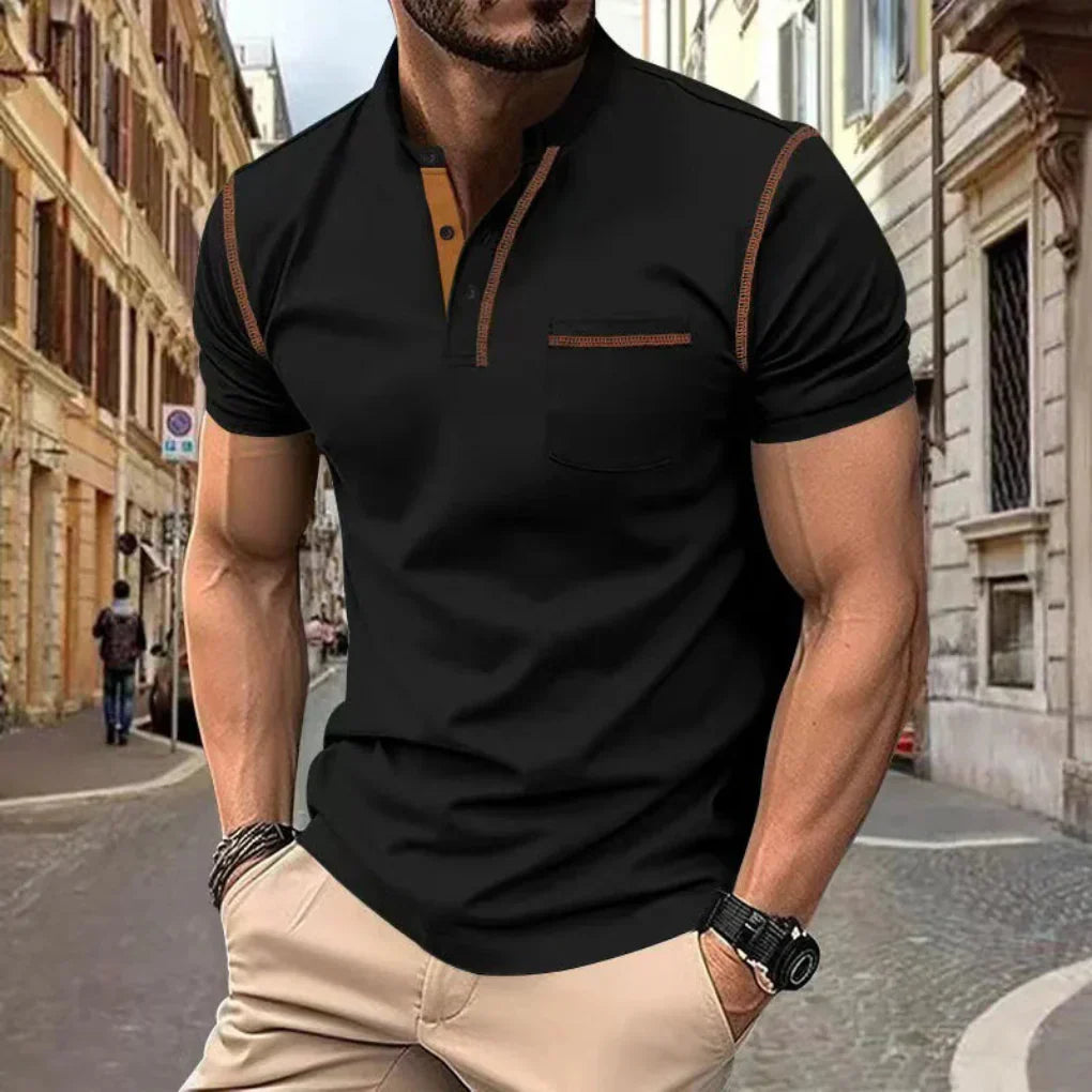 Momount Polo Homem – Gola Mao Detalhe Contrastante Bolso ao Peito