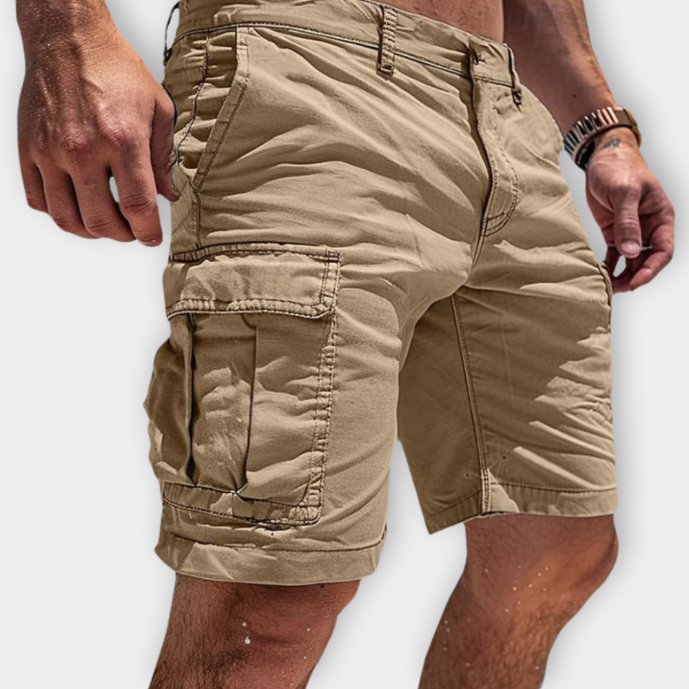 Momount Calções Cargo de Homem – Slim Fit com Bolso de Aba em Algodão de Verão