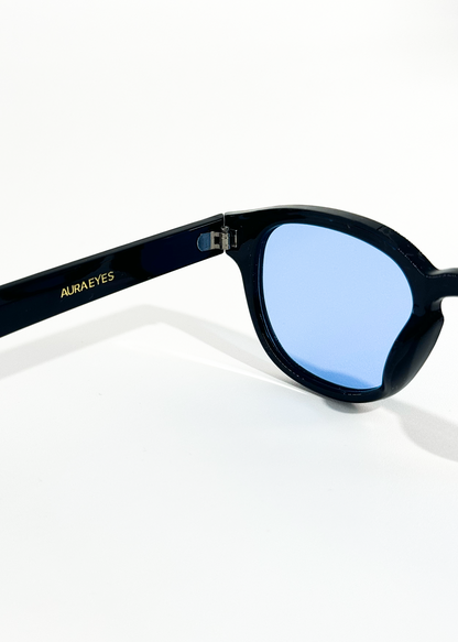 Isadora | Óculos de Sol Vintage Redondos com Tinta Azul