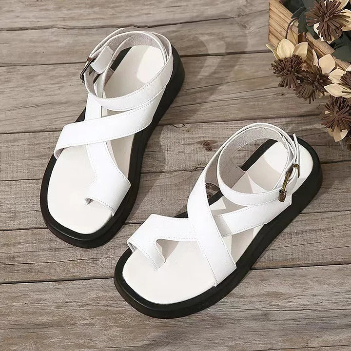 Momount Sandálias Gladiadoras Mulher – Pele Coral com Plataforma Tira Tornozelo