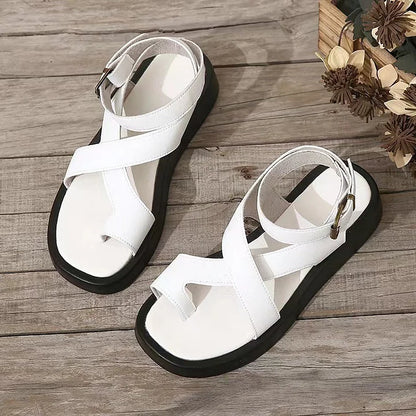 Momount Sandálias Gladiadoras Mulher – Pele Coral com Plataforma Tira Tornozelo