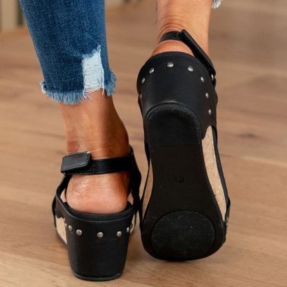 Momount Sandálias de Cunha de Mulher Conforto em Cortiça com Plataforma Casual de Verão Apoio Almofadado Leve Bico Aberto Slip-On