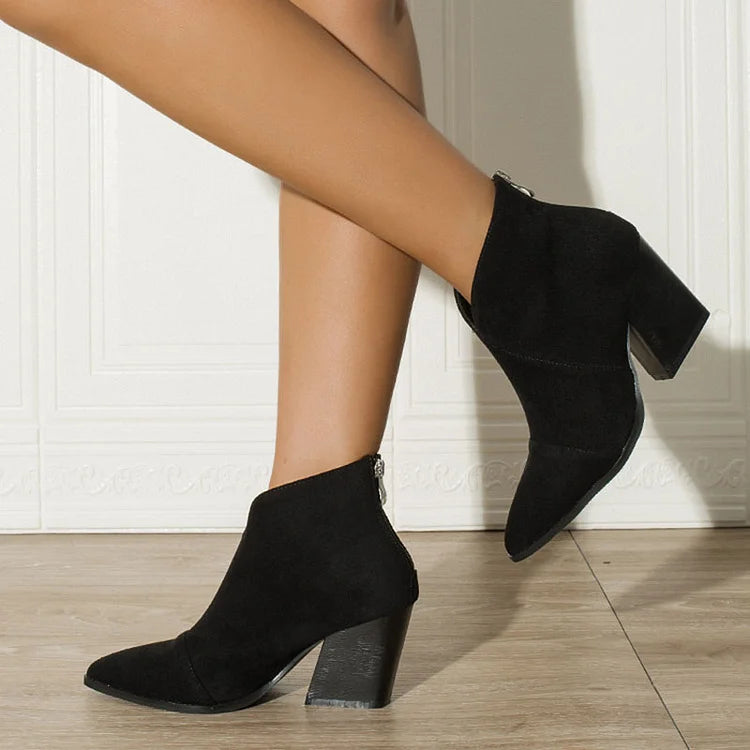 Momount Botins Mulher – Camurça Salto Largo Bico Fino