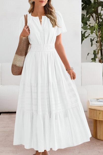 Momount Vestido Midi Mulher – Boho Franzido Decote em V com Folhos de Verão
