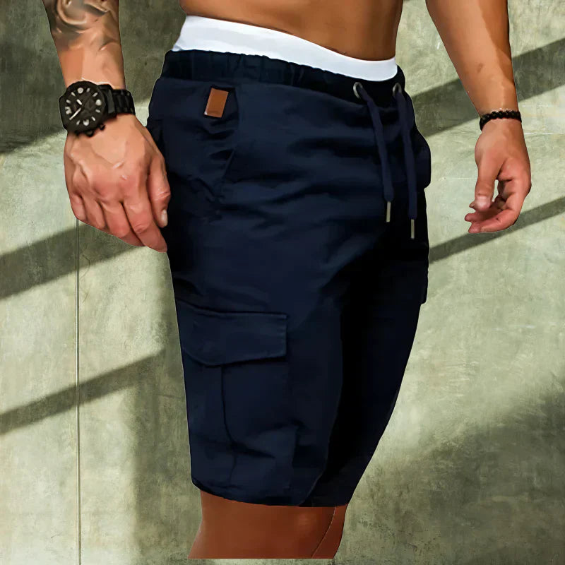 Momount Calções Cargo de Homem – com Cinto e Cordão Bolso de Aba Casual de Verão