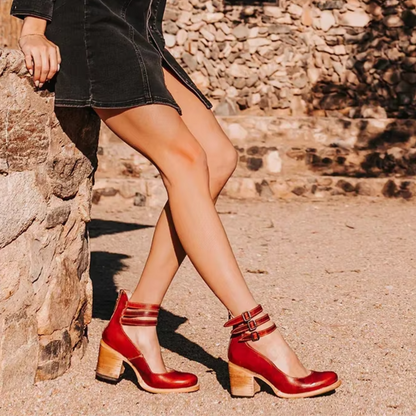 Momount Botas Mulher – Western em Pele com Fivela Salto Largo