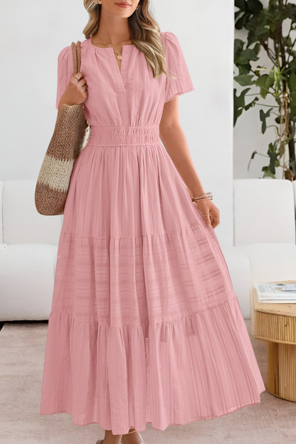 Momount Vestido Midi Mulher – Boho Franzido Decote em V com Folhos de Verão