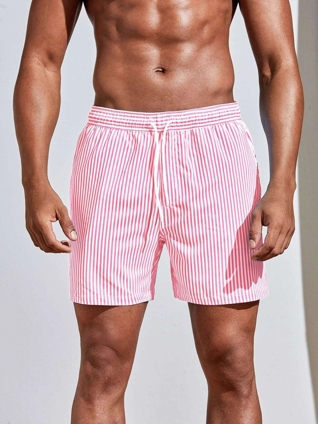 Momount Calções de Banho Homem – Às Riscas Cordão Secagem Rápida Verão Praia