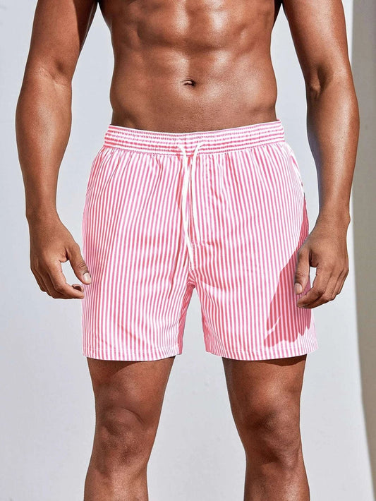 Momount Calções de Banho Homem – Às Riscas Cordão Secagem Rápida Verão Praia