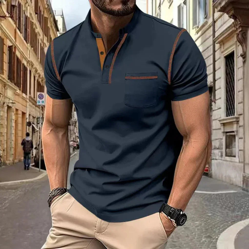 Momount Polo Homem – Gola Mao Detalhe Contrastante Bolso ao Peito