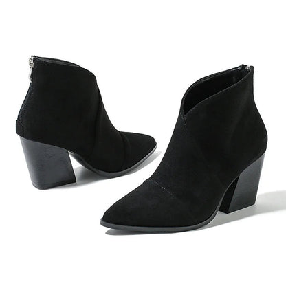 Momount Botins Mulher – Camurça Salto Largo Bico Fino