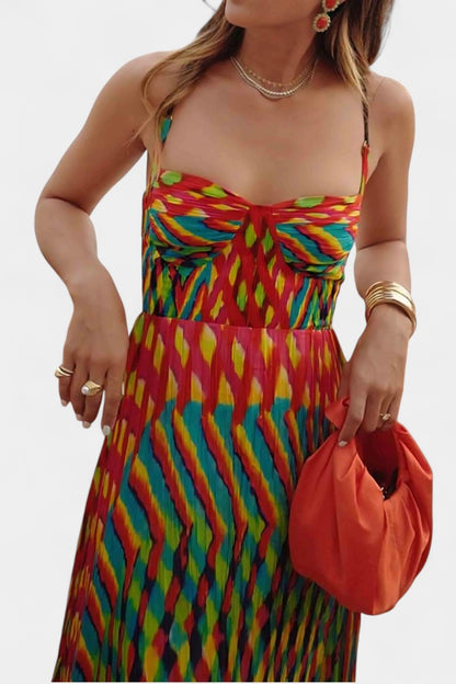 Momount Vestido Maxi Boho Mulher – Com Tiras Fluido de Verão