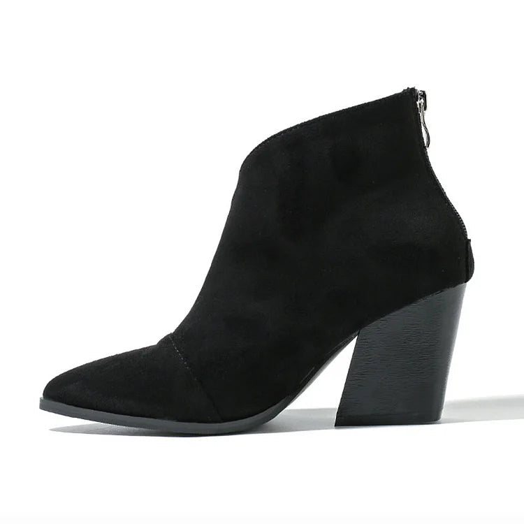 Momount Botins Mulher – Camurça Salto Largo Bico Fino