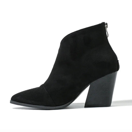 Momount Botins Mulher – Camurça Salto Largo Bico Fino