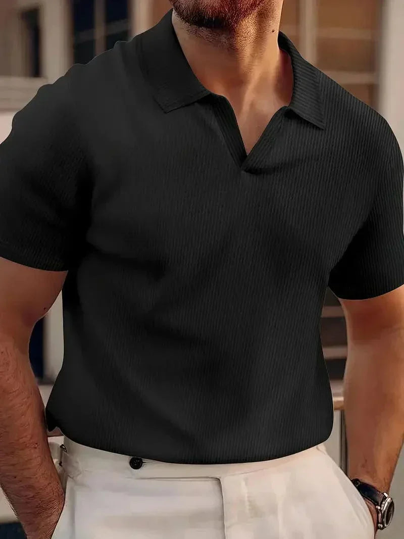 Momount Polo Homem – Tricot Canelado Sem Botões Decote em V