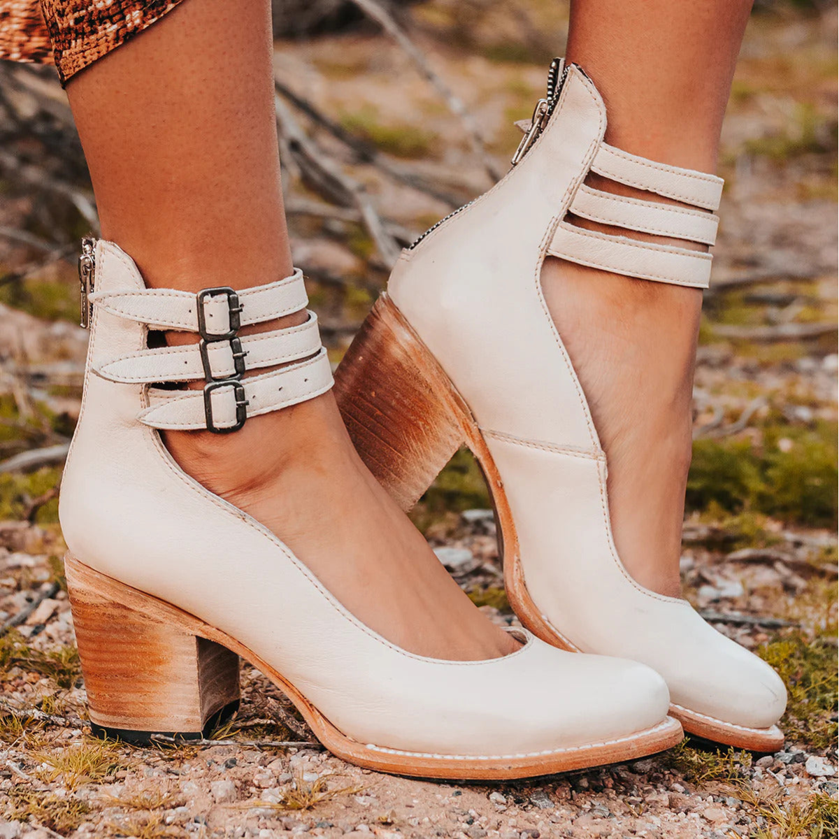 Momount Botas Mulher – Western em Pele com Fivela Salto Largo